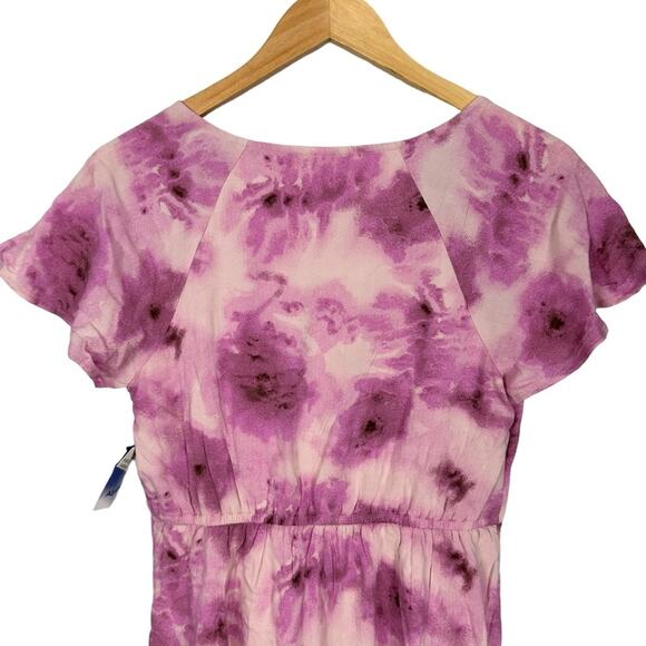 Abound Abstract Pink Floral V-neck Cutout Mini Skater Dress Size Small NWT - Picture 6 of 10